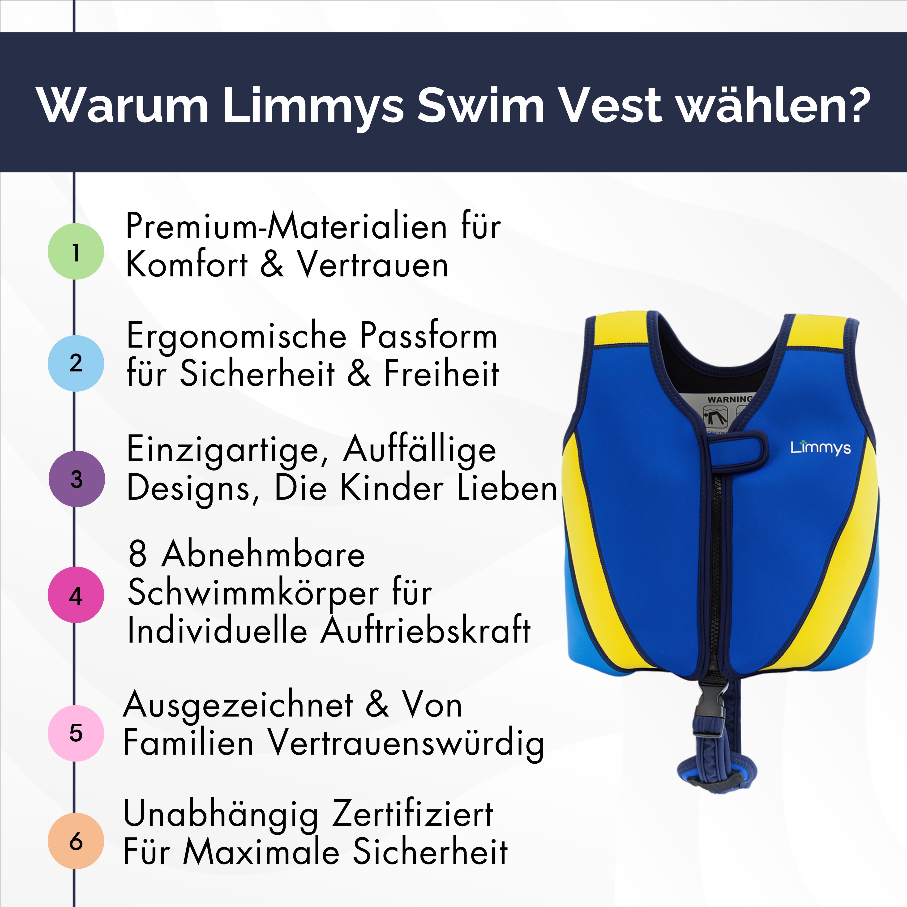 Premium Neopren-Schwimmweste – Royalblau