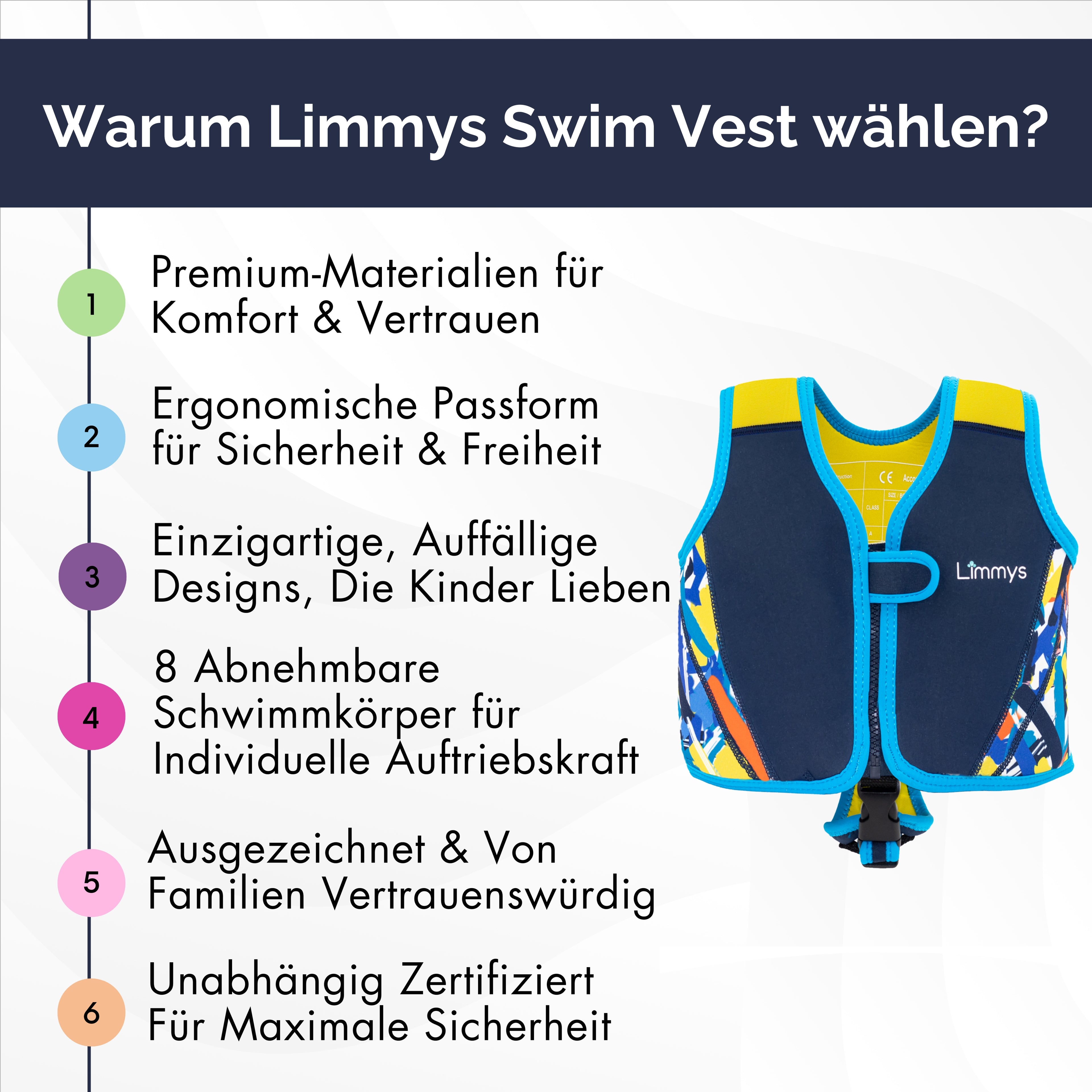 Premium Neopren-Schwimmweste – Marineblau