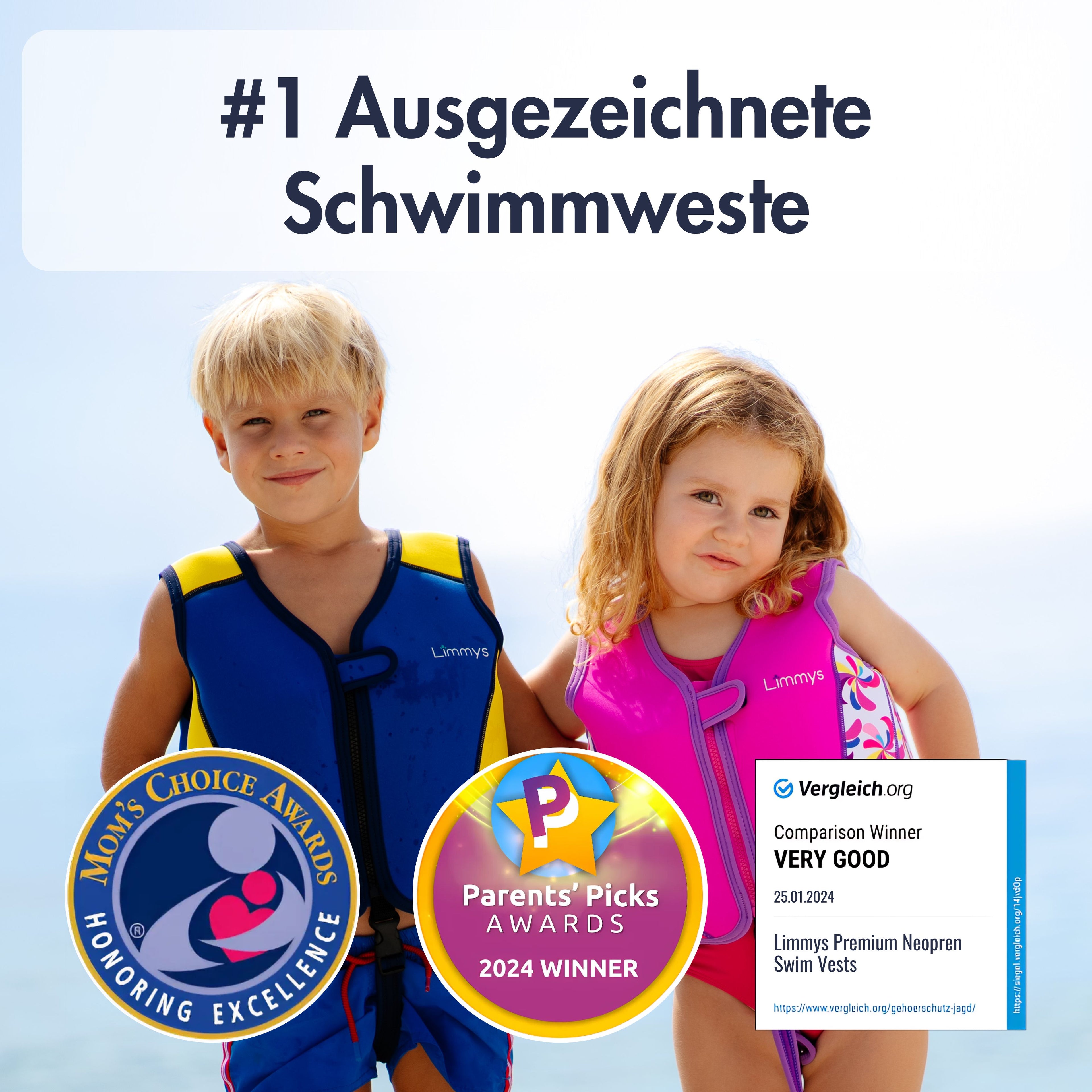 Premium Neopren-Schwimmweste – Windmühlen-Pink