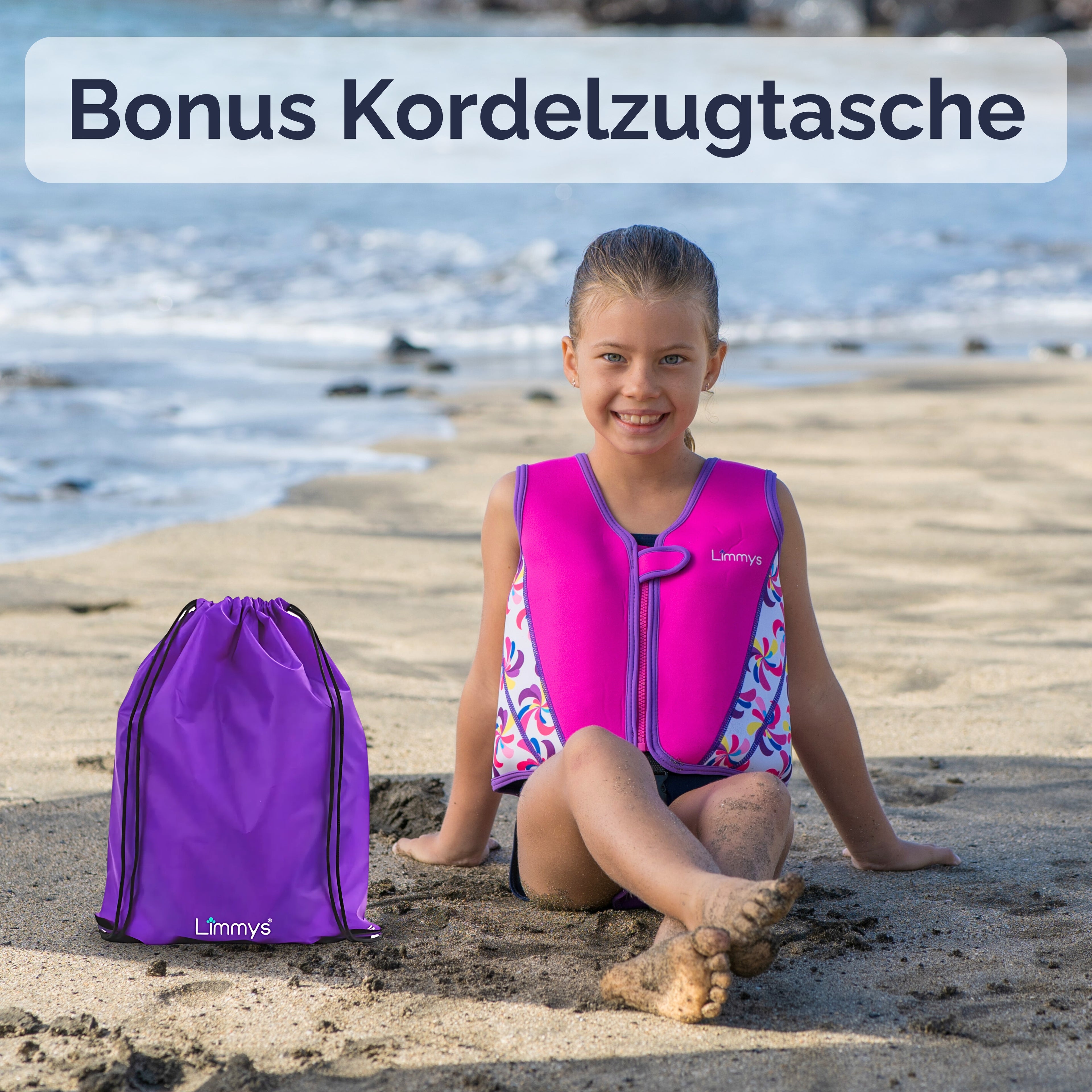 Premium Neopren-Schwimmweste – Windmühlen-Pink