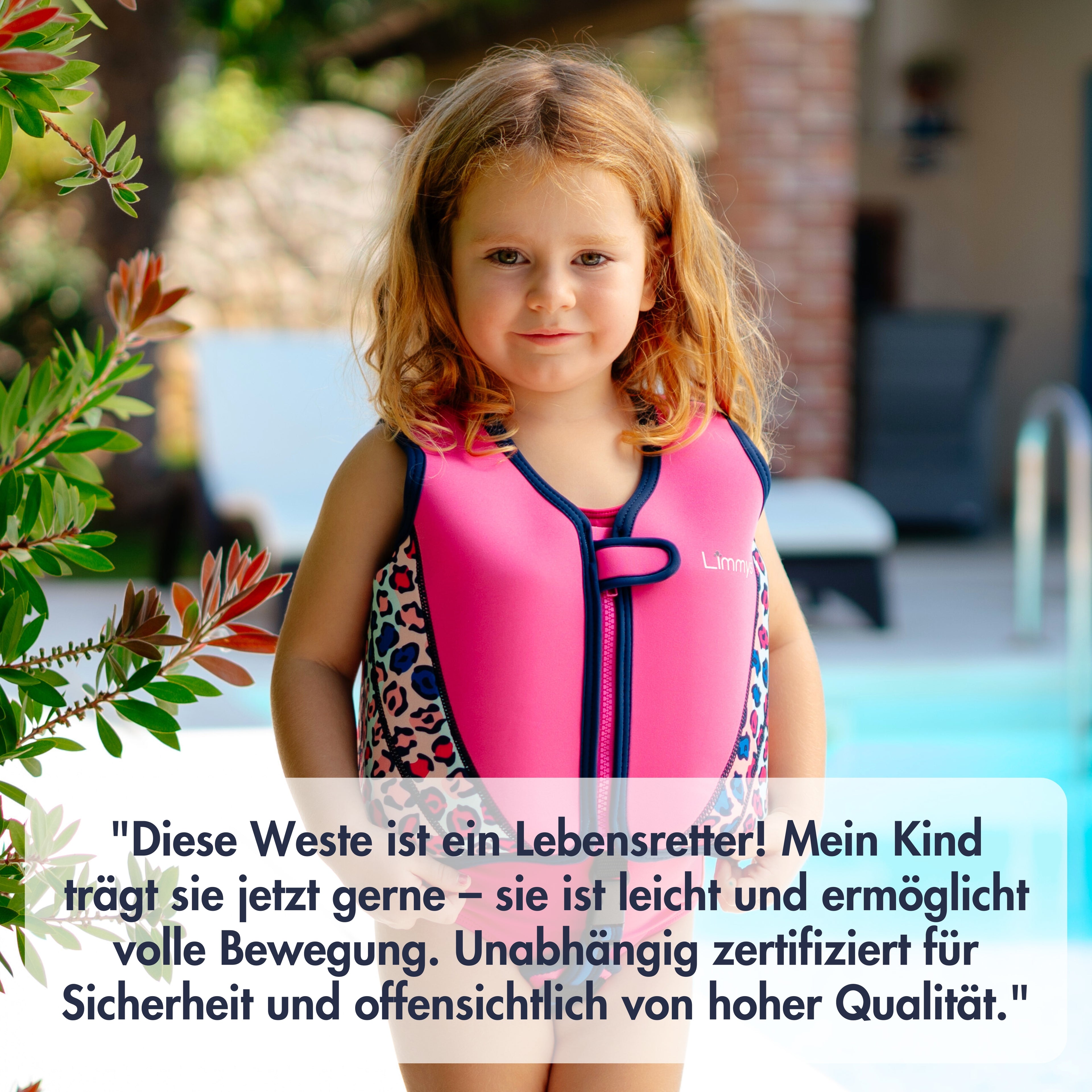 Premium Neopren-Schwimmweste – Leoparden-Pink