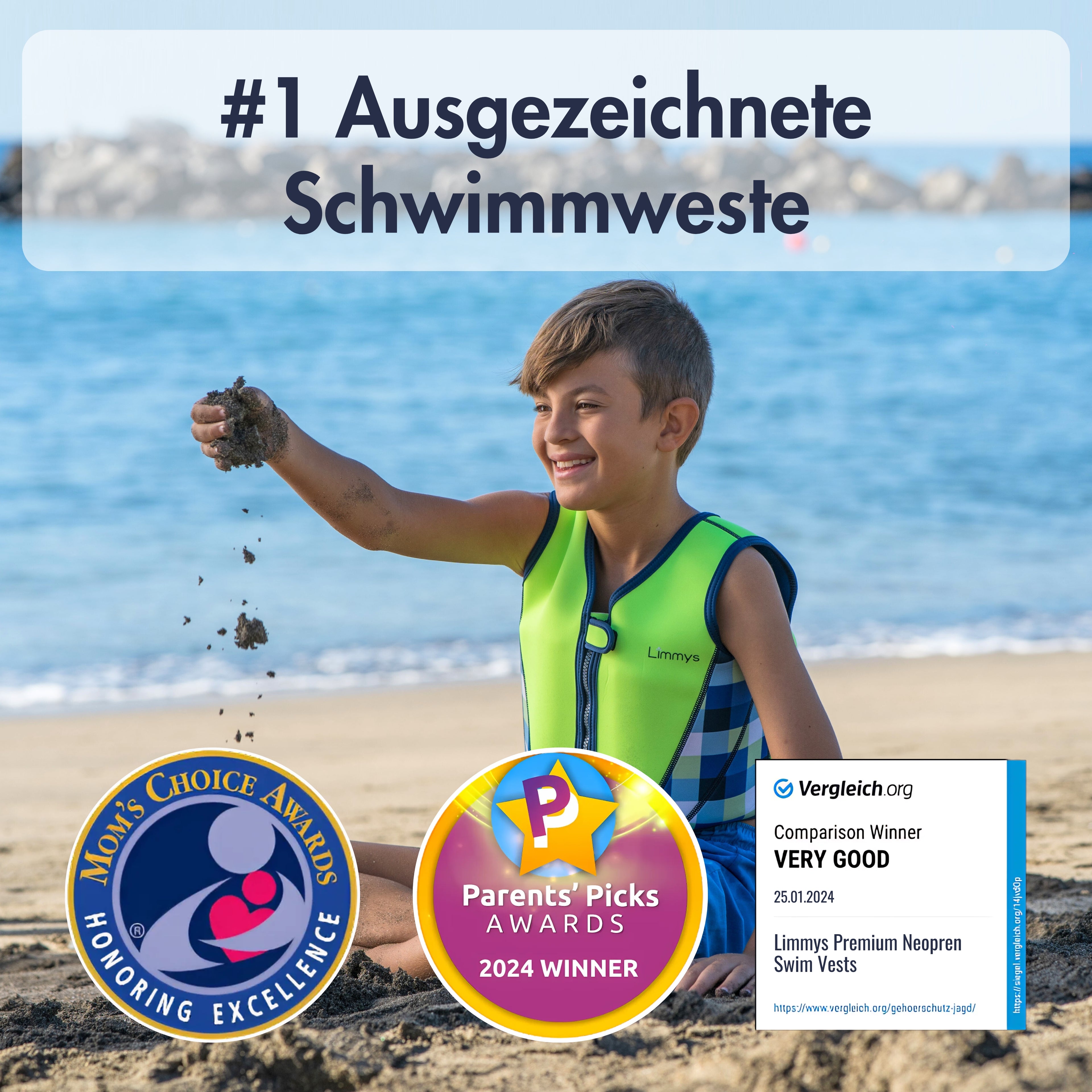 Premium Neopren-Schwimmweste – Neongrün