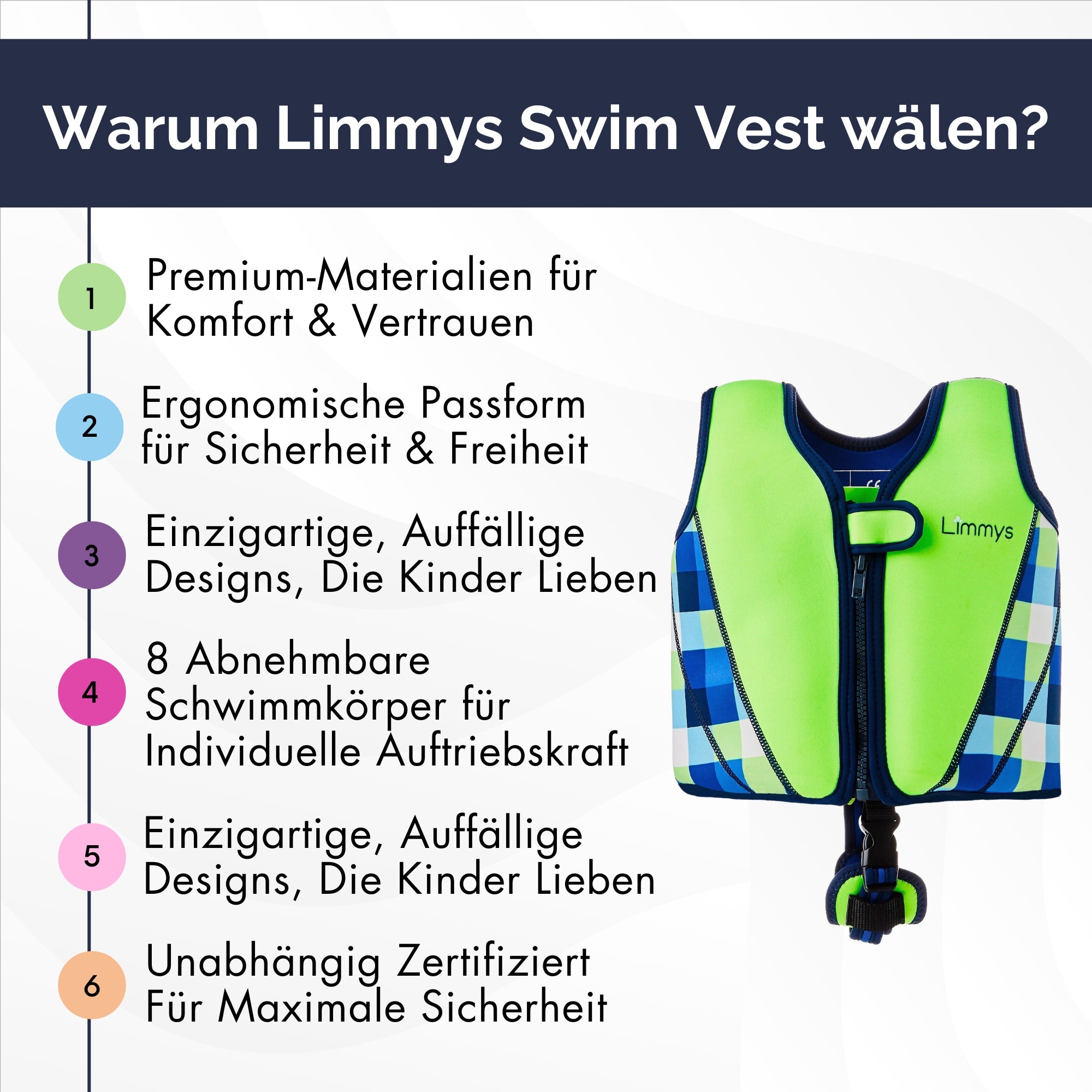 Premium Neopren-Schwimmweste – Neongrün