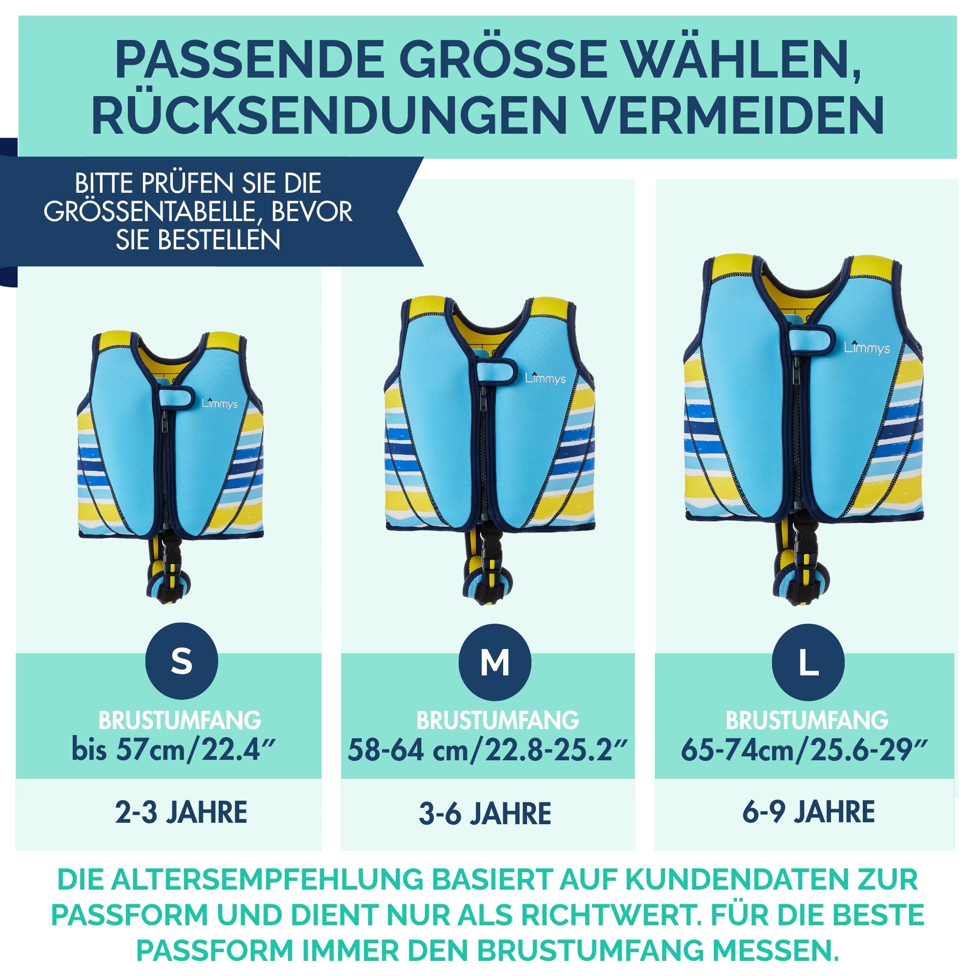 Premium Neopren-Schwimmweste – Azurblau