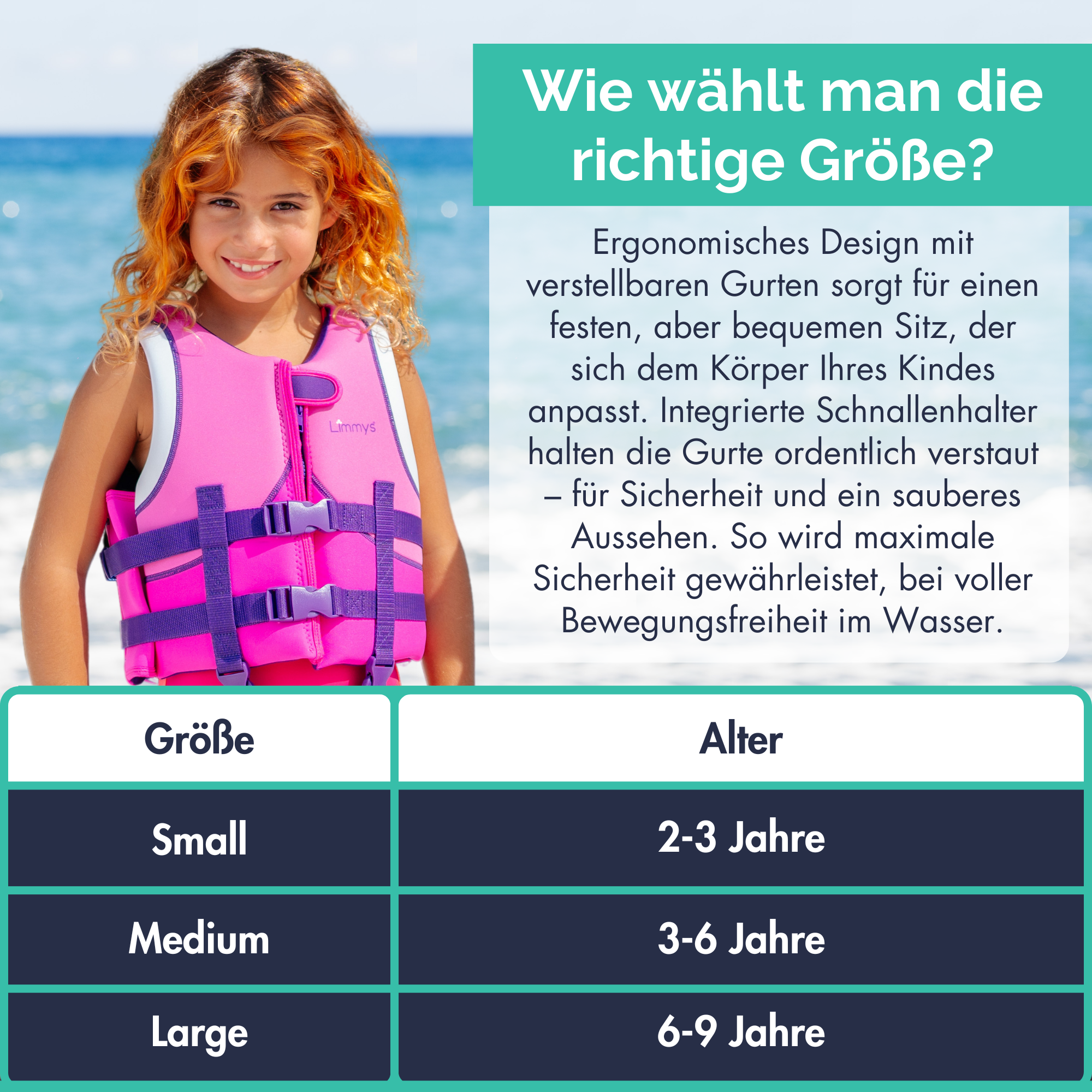 Premium Neopren-Schwimmweste – Beeren-Pink