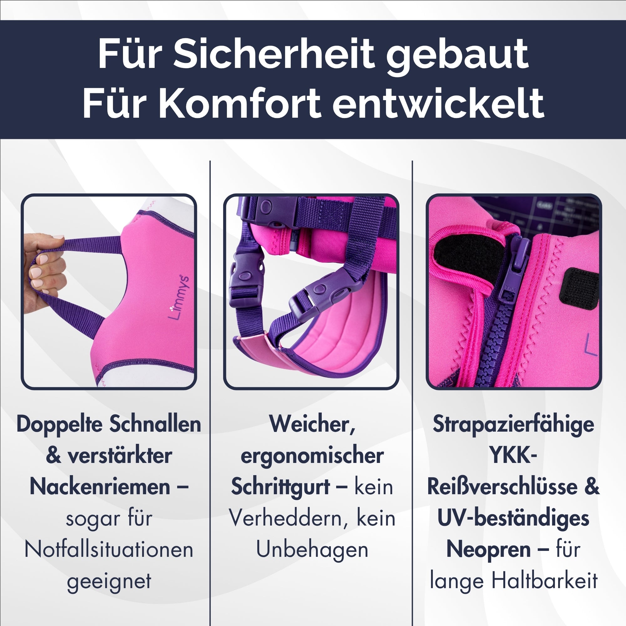 Premium Neopren-Schwimmweste – Beeren-Pink