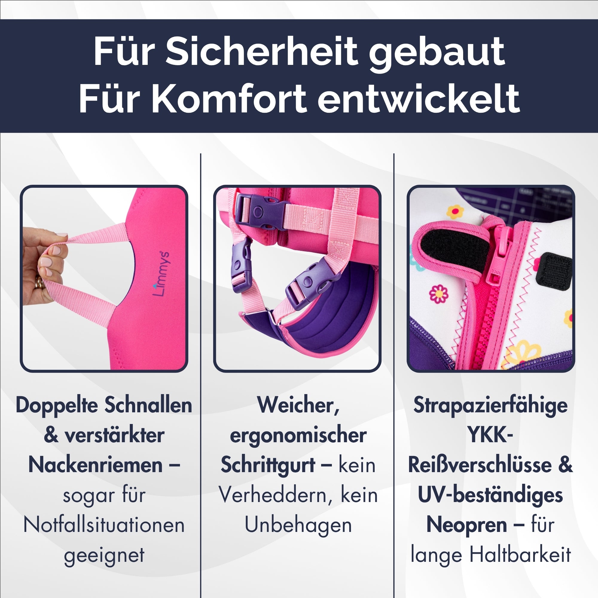 Premium Neopren-Schwimmweste – Gänseblümchen-Pink
