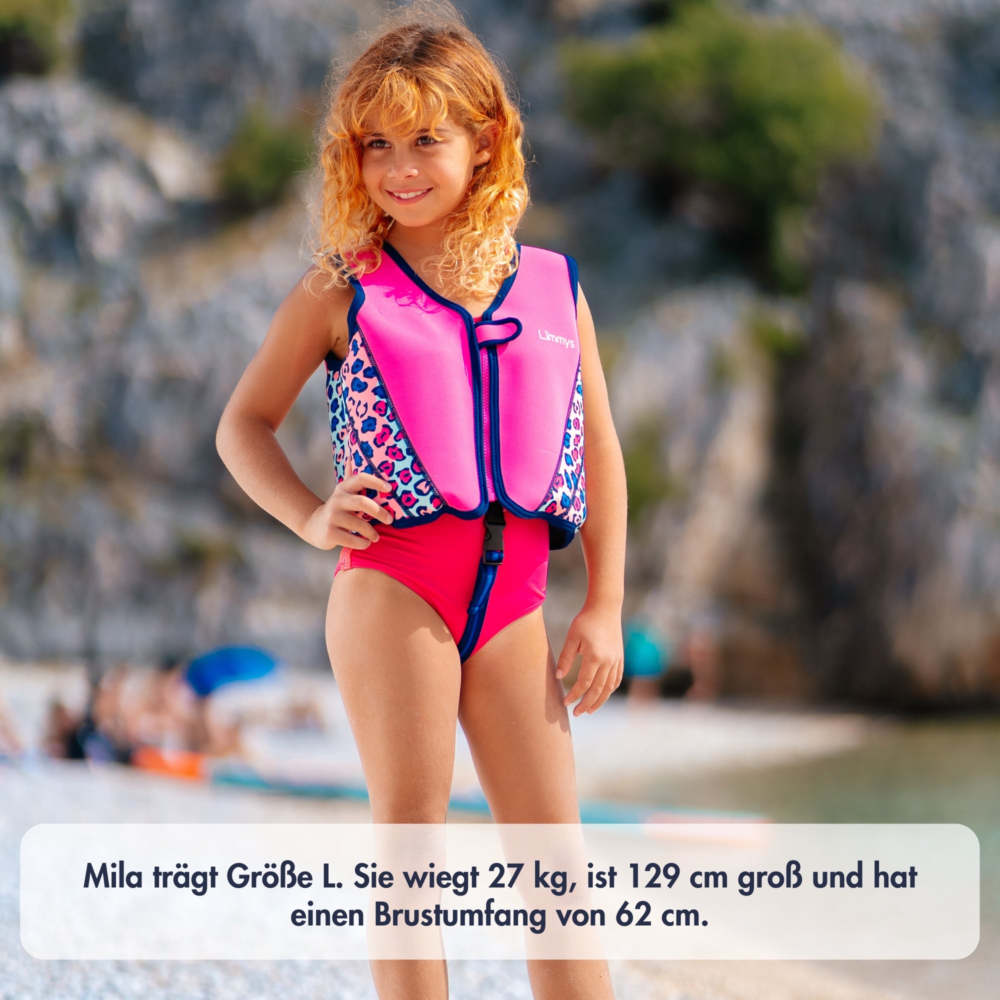 Premium Neopren-Schwimmweste – Leoparden-Pink