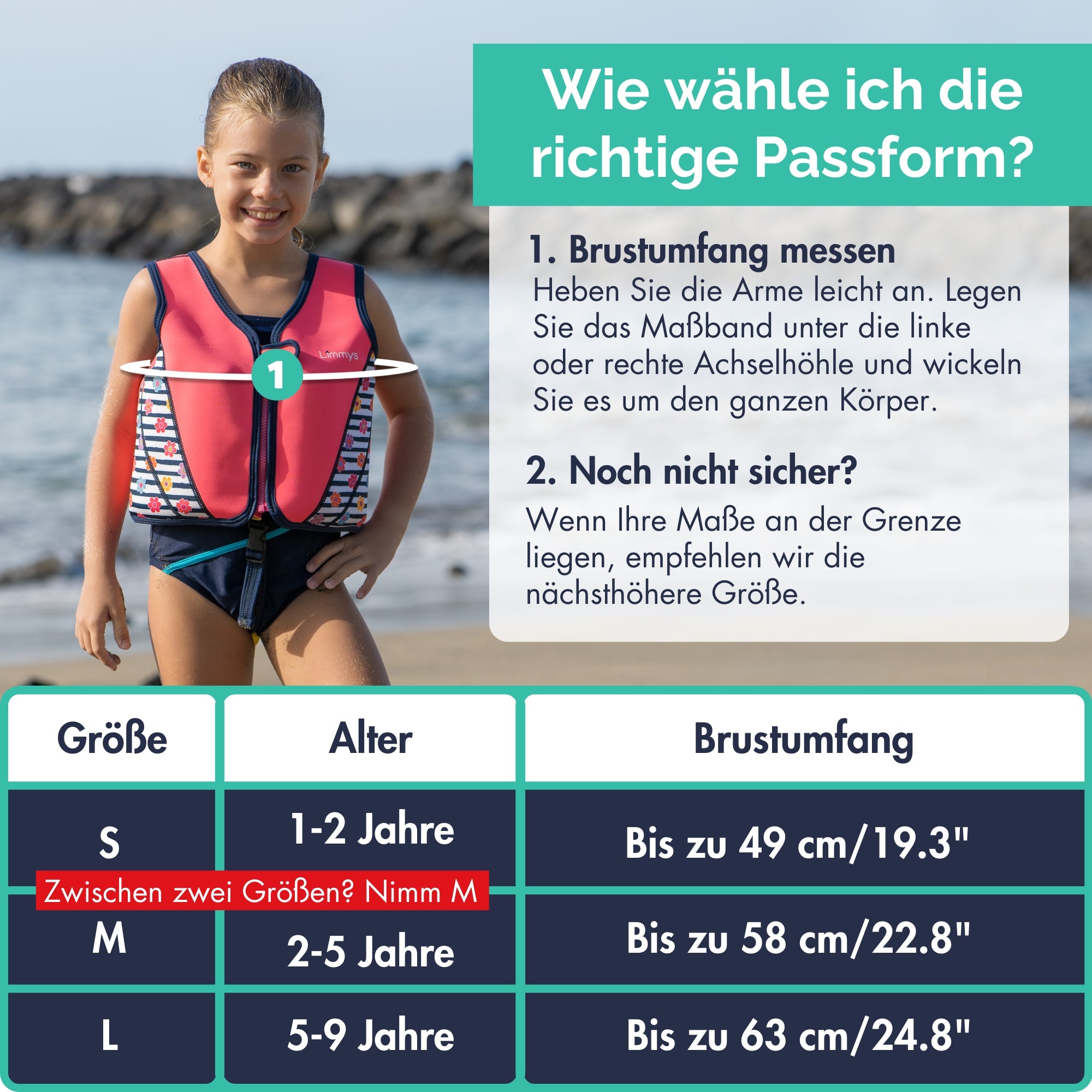 Premium Neopren-Schwimmweste – Blüten-Pink