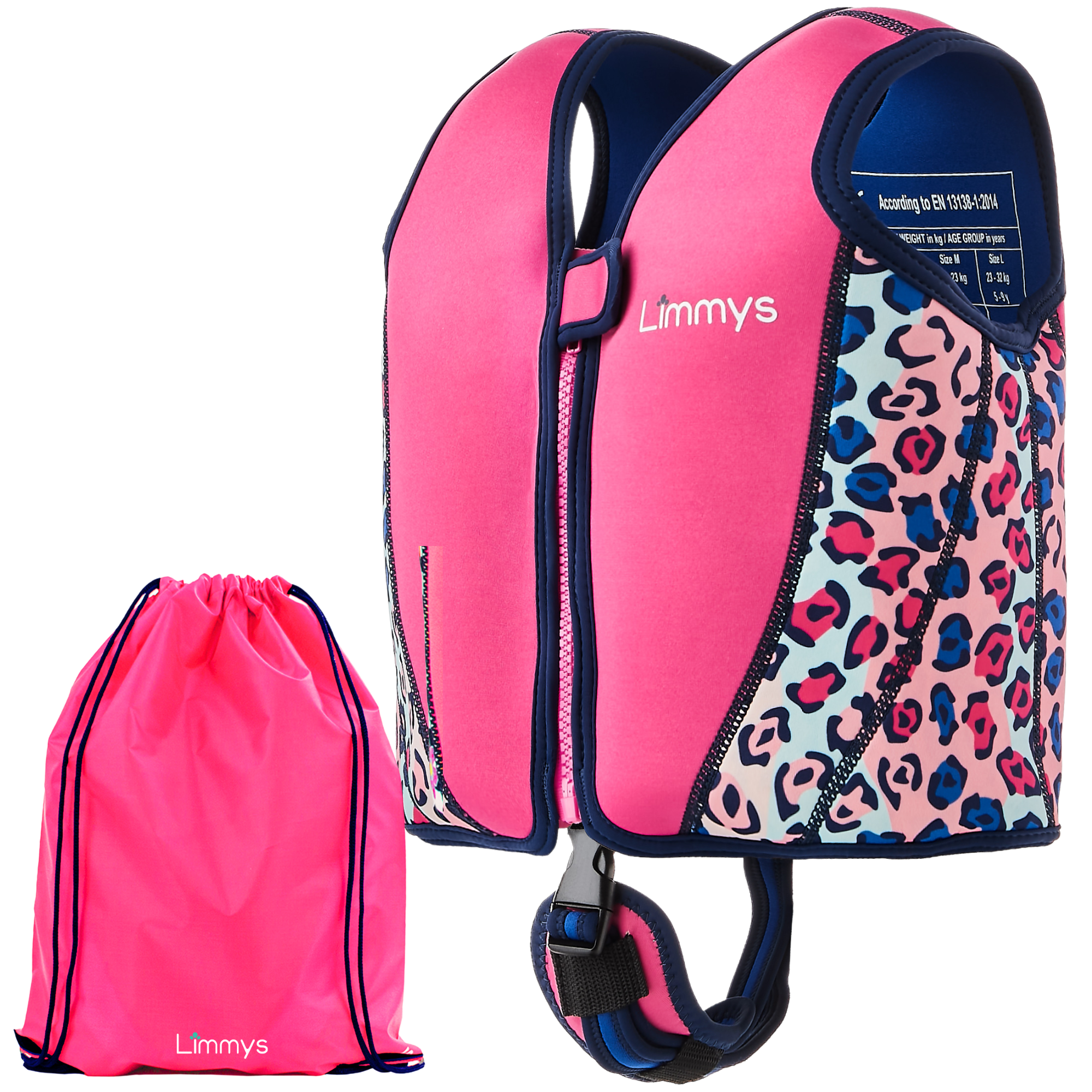 Premium Neopren-Schwimmweste – Leoparden-Pink