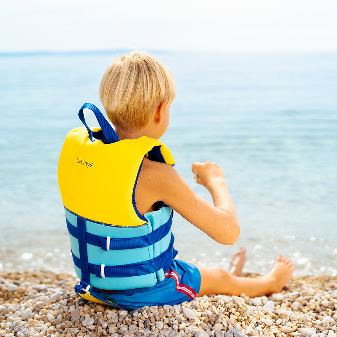 Premium Neopren-Schwimmweste – Sonnenstrahlen Blau