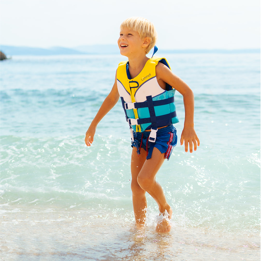 Premium Neopren-Schwimmweste – Sonnenstrahlen Blau