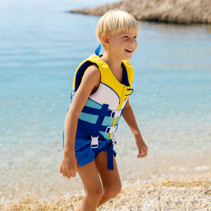 Premium Neopren-Schwimmweste – Sonnenstrahlen Blau