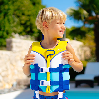 Premium Neopren-Schwimmweste – Sonnenstrahlen Blau
