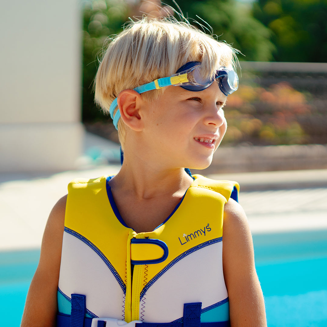 Premium Neopren-Schwimmweste – Sonnenstrahlen Blau