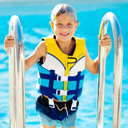 Premium Neopren-Schwimmweste – Sonnenstrahlen Blau