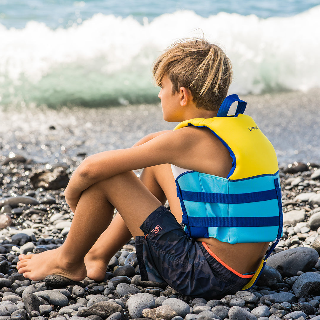 Premium Neopren-Schwimmweste – Sonnenstrahlen Blau