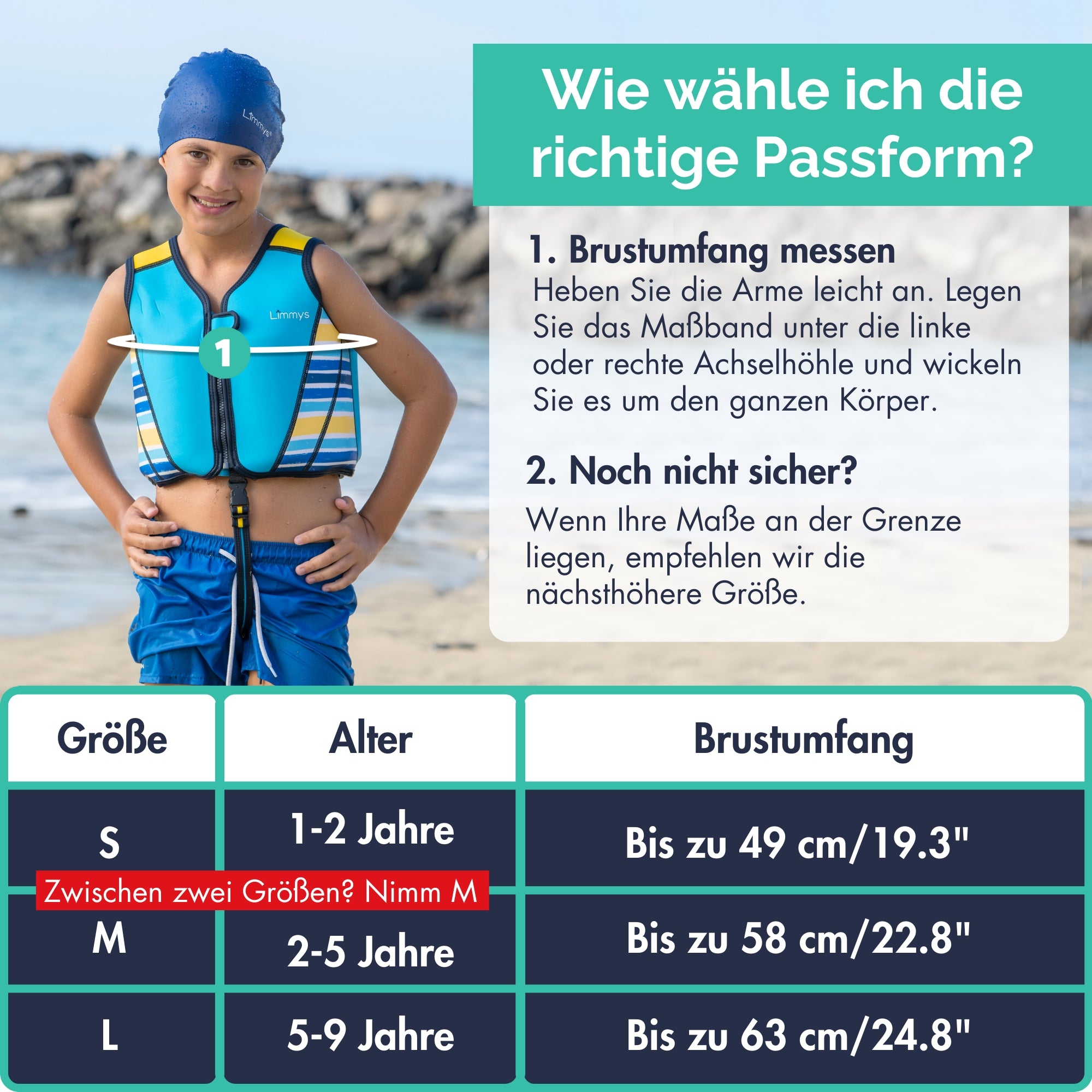 Premium Neopren-Schwimmweste – Azurblau