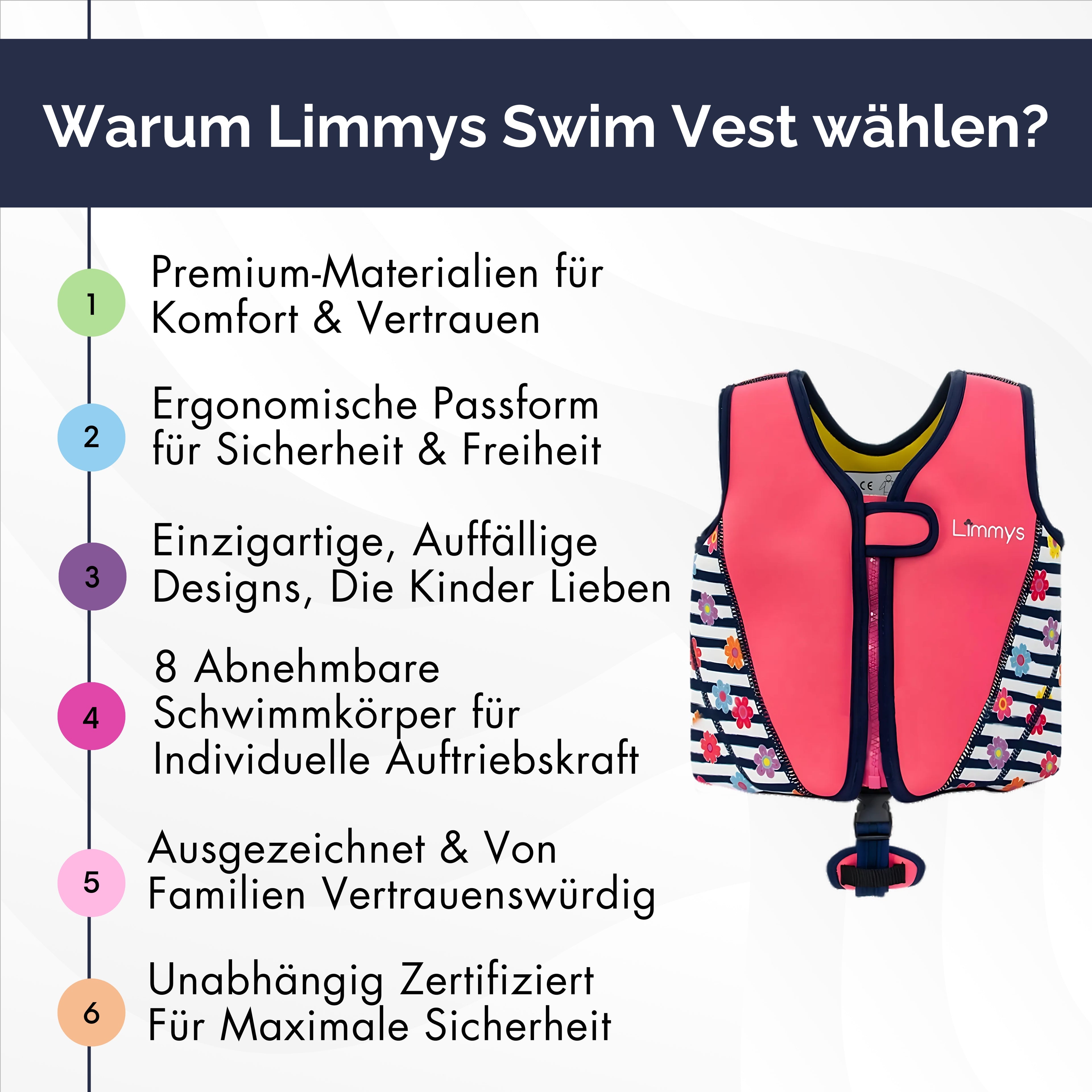 Premium Neopren-Schwimmweste – Blüten-Pink