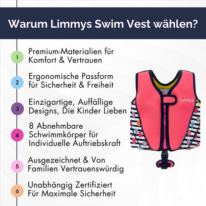 Premium Neopren-Schwimmweste – Blüten-Pink
