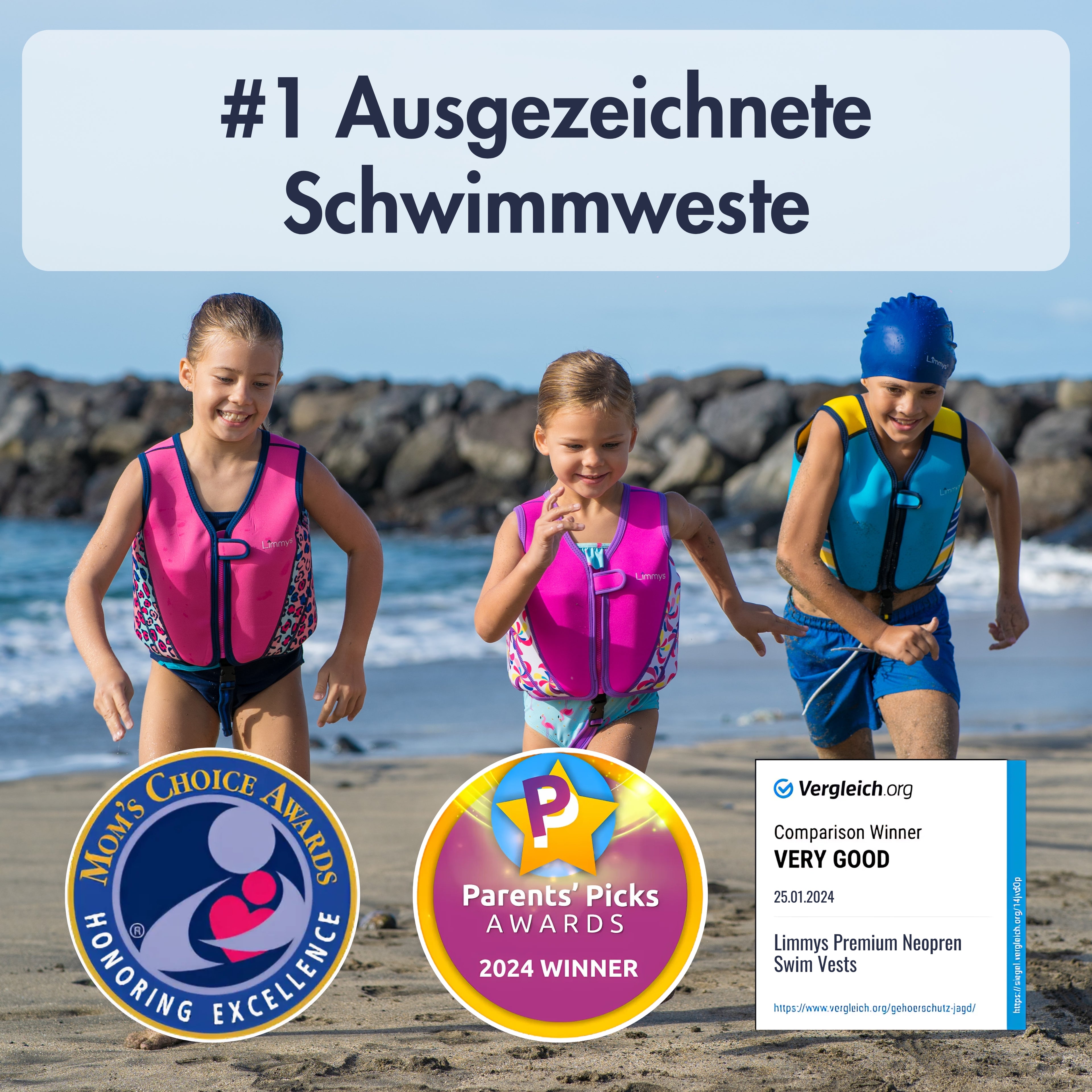 Premium Neopren-Schwimmweste – Azurblau