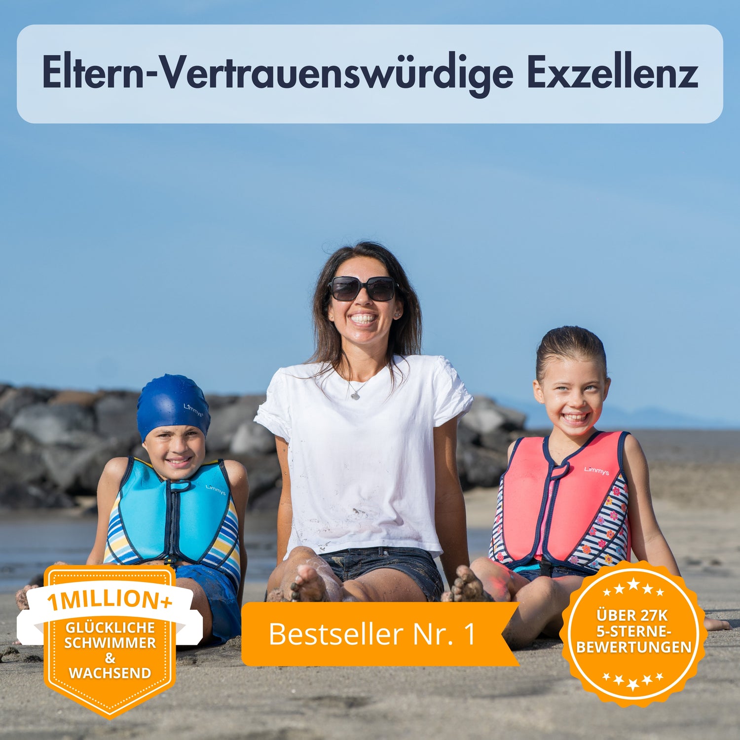 Premium Neopren-Schwimmweste – Azurblau