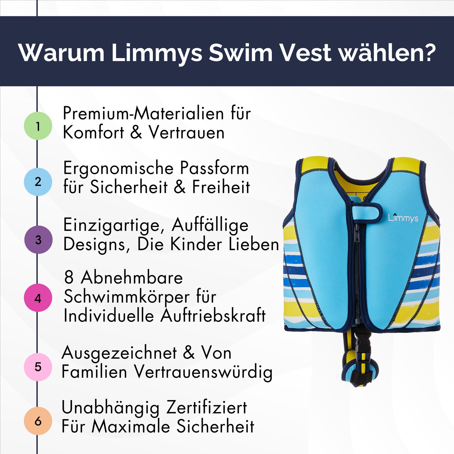 Premium Neopren-Schwimmweste – Azurblau
