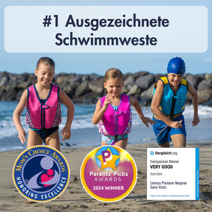 Premium Neopren-Schwimmweste – Leoparden-Pink