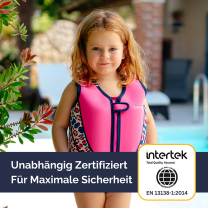 Premium Neopren-Schwimmweste – Leoparden-Pink