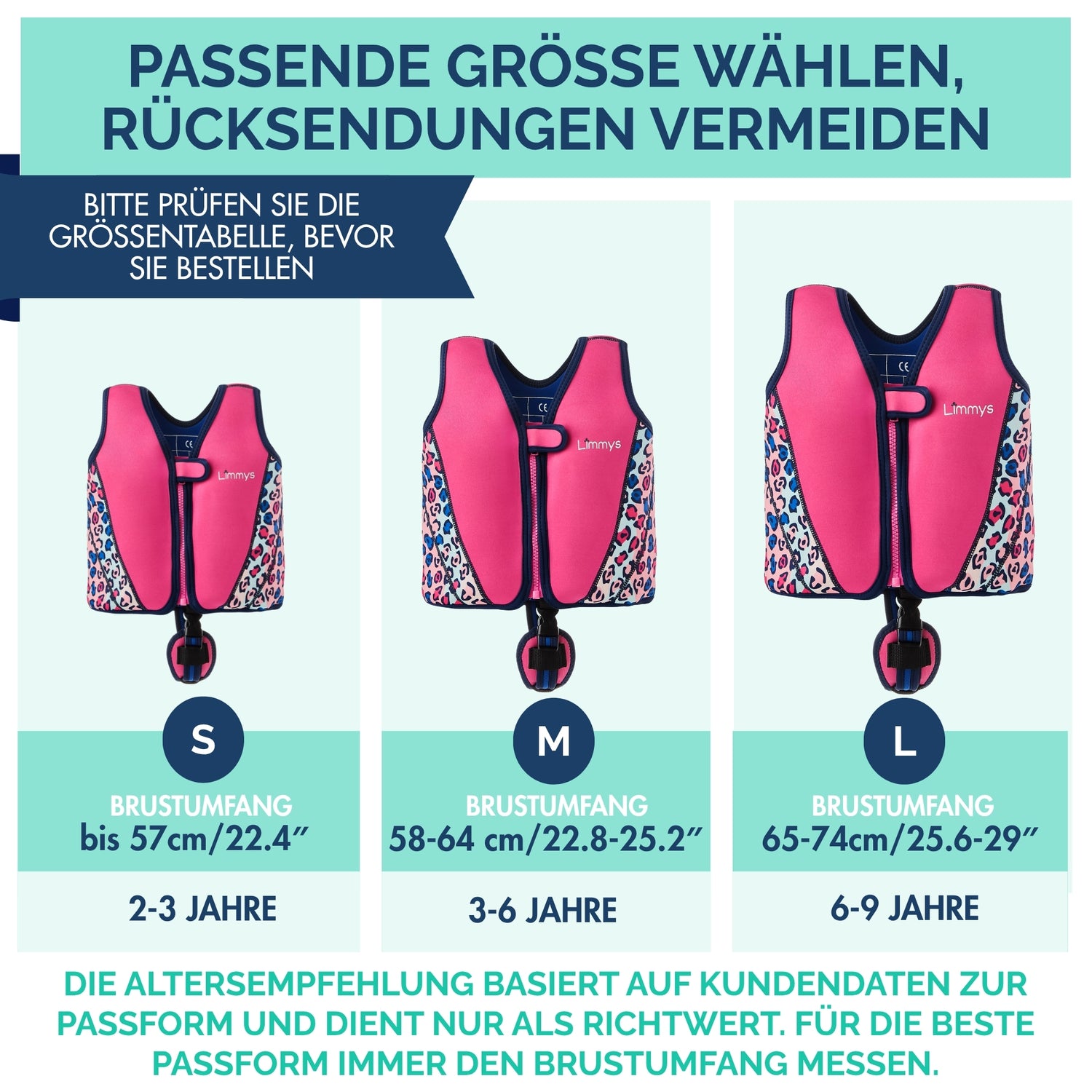 Premium Neopren-Schwimmweste – Leoparden-Pink
