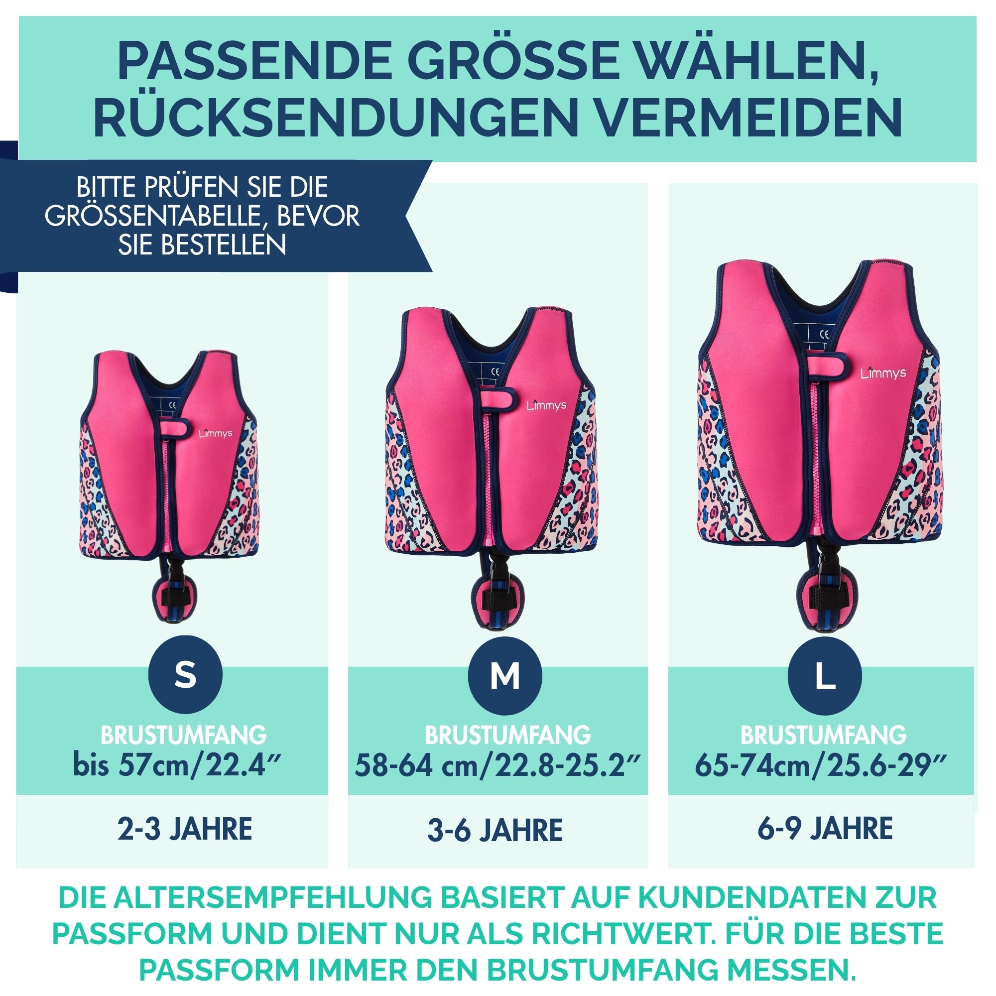 Premium Neopren-Schwimmweste – Leoparden-Pink