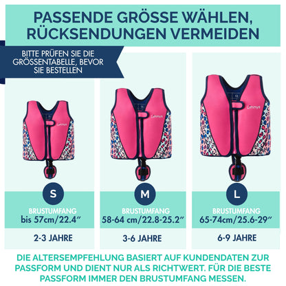 Premium Neopren-Schwimmweste – Leoparden-Pink