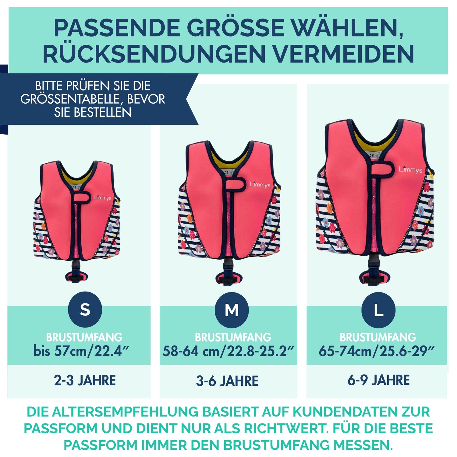 Premium Neopren-Schwimmweste – Blüten-Pink