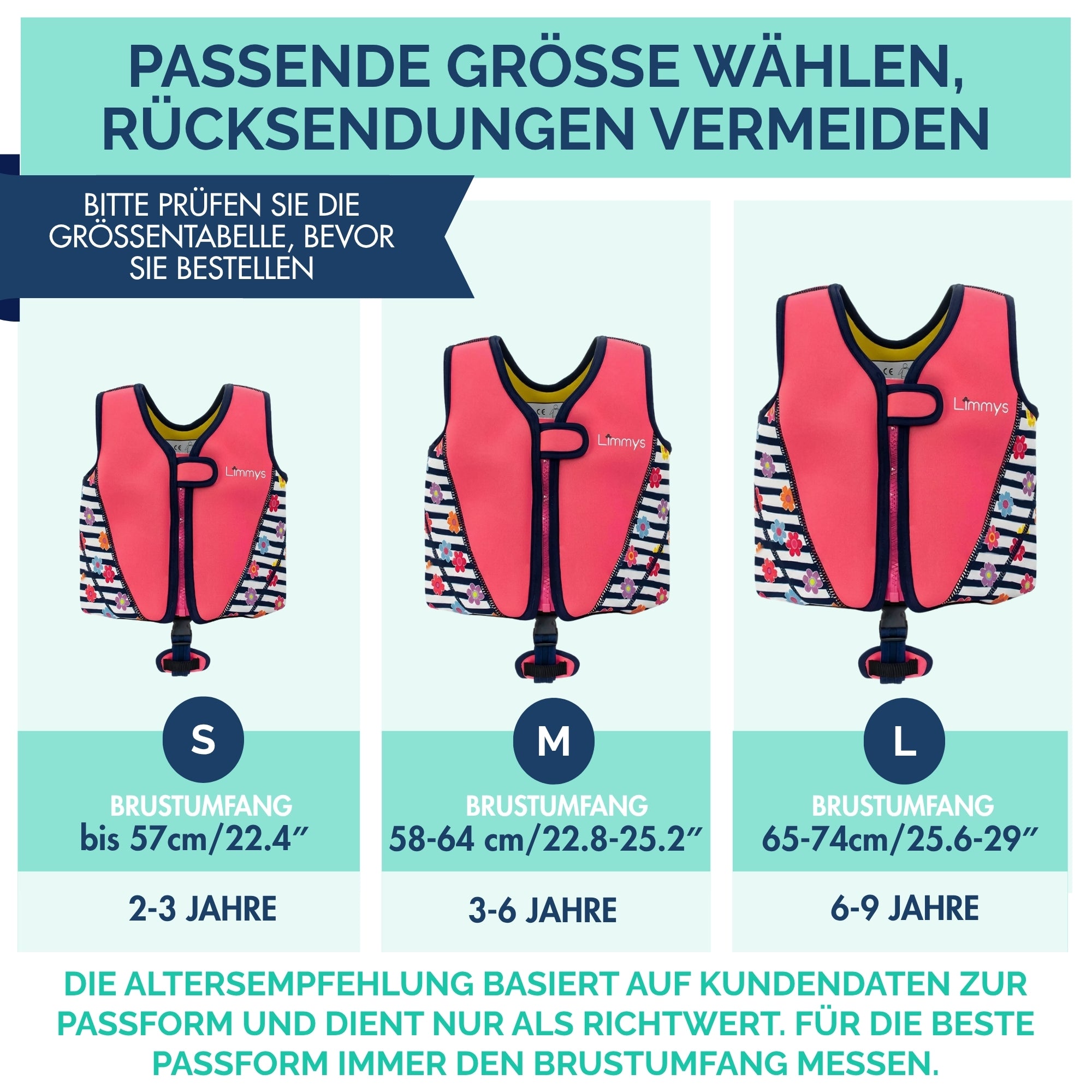 Premium Neopren-Schwimmweste – Blüten-Pink