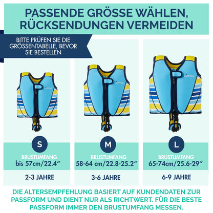 Premium Neopren-Schwimmweste – Azurblau
