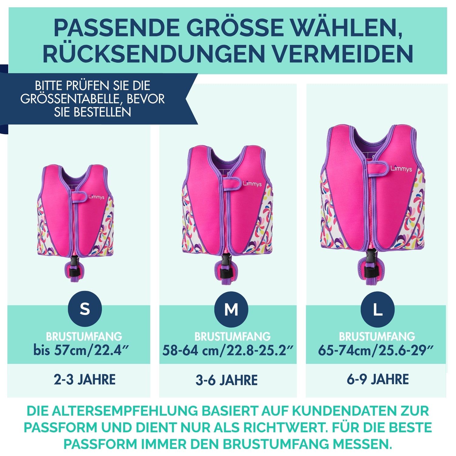 Premium Neopren-Schwimmweste – Windmühlen-Pink
