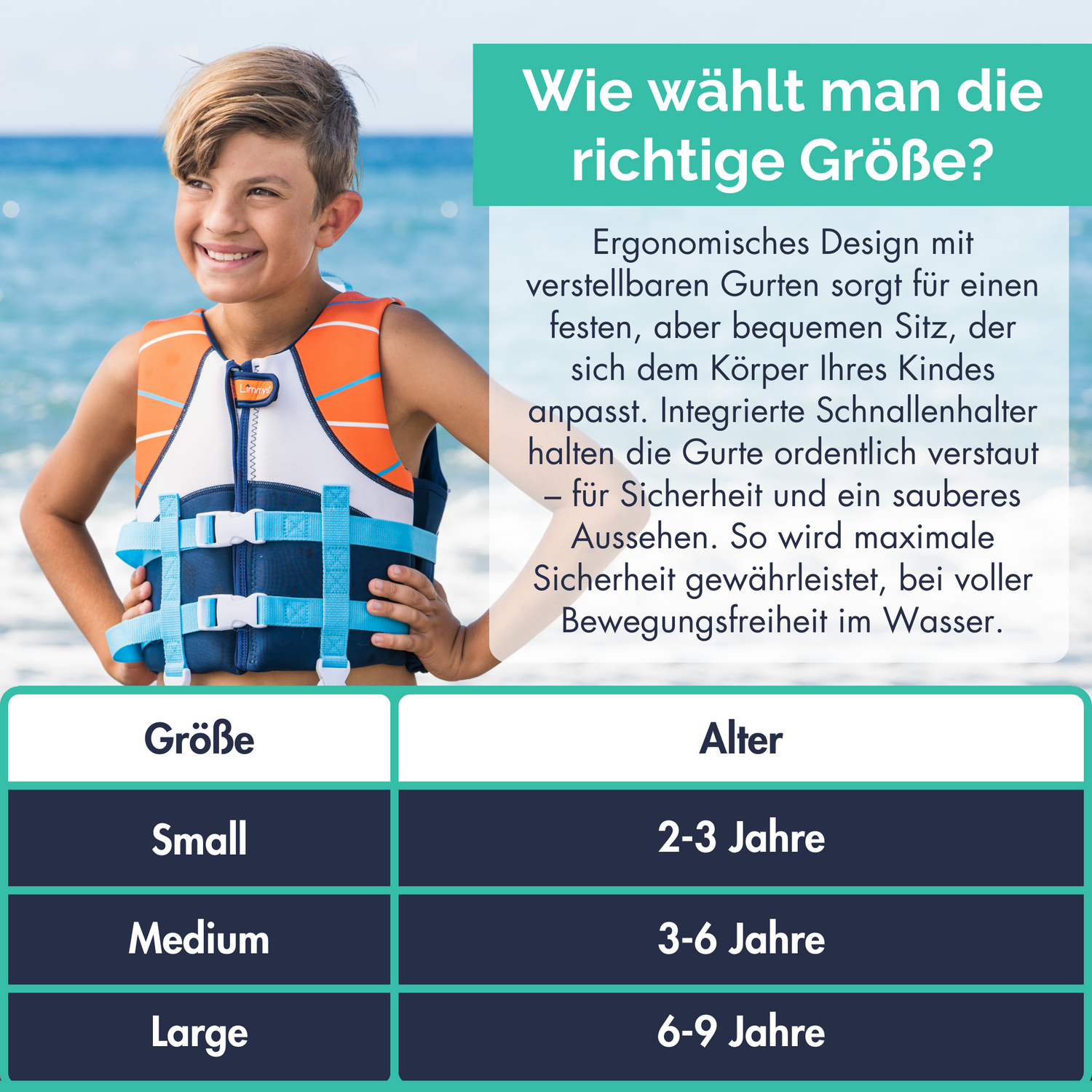Premium Neopren-Schwimmweste – Sonnenuntergang Blau