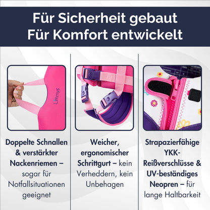Premium Neopren-Schwimmweste – Gänseblümchen-Pink