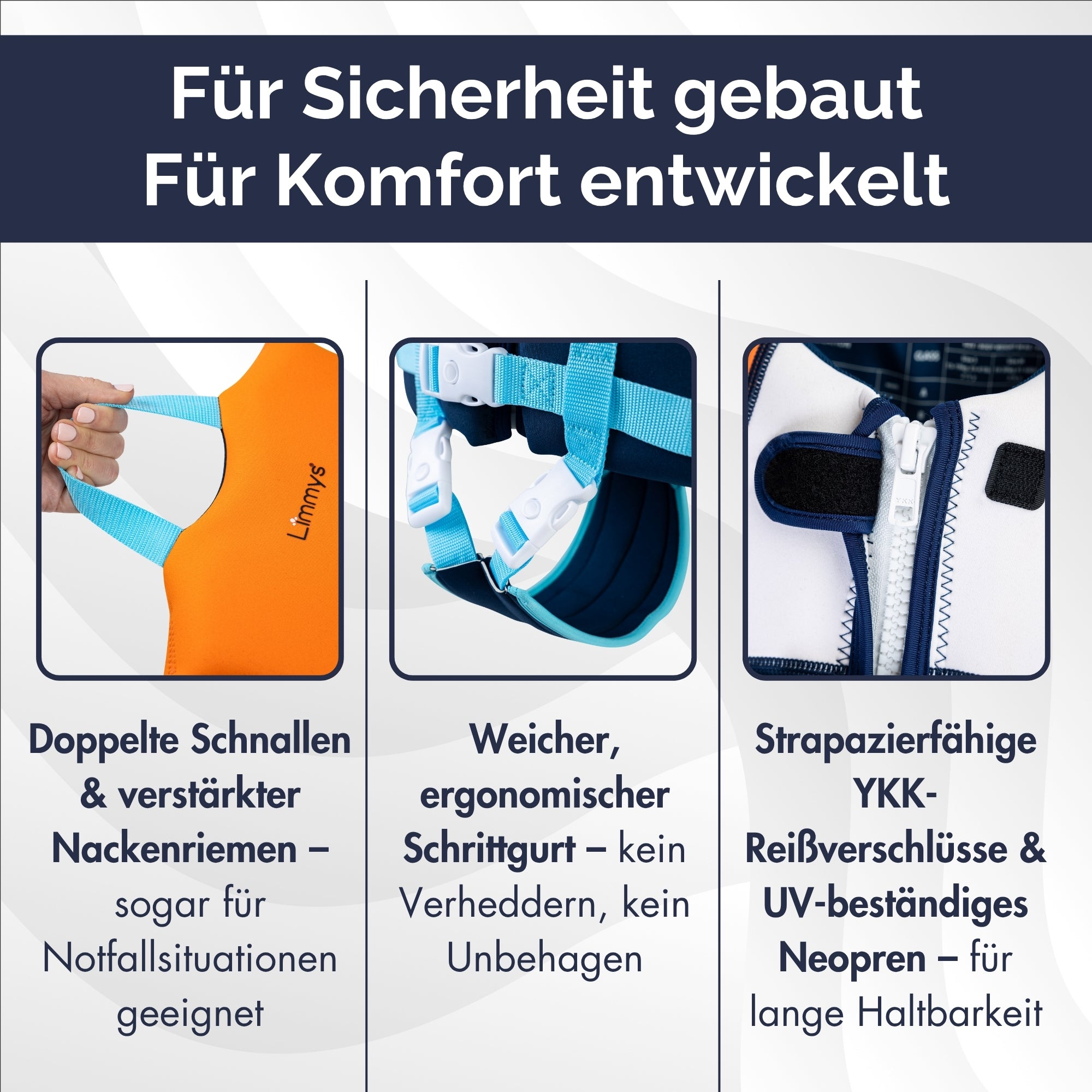 Premium Neopren-Schwimmweste – Sonnenuntergang Blau