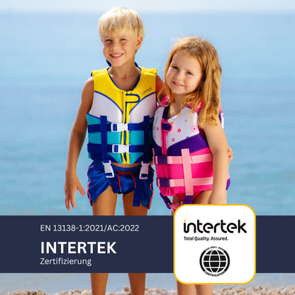 Premium Neopren-Schwimmweste – Sonnenstrahlen Blau