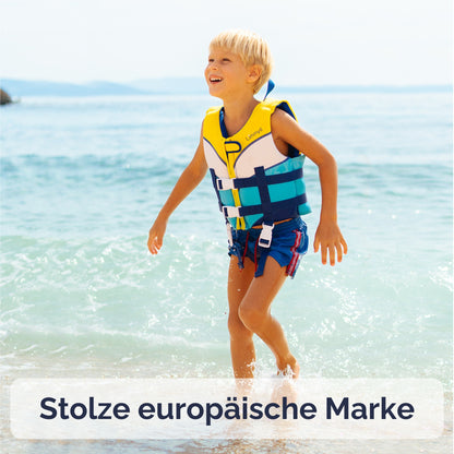 Premium Neopren-Schwimmweste – Sonnenstrahlen Blau